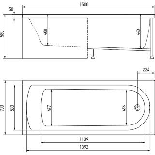 Акриловая ванна Timo Mika MIKA1570 150x70 см